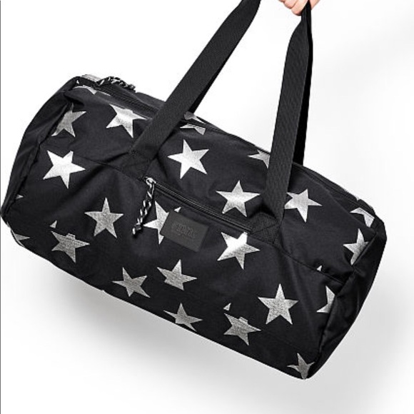 PINK Victoria's Secret Handbags - Brand New PINK Black & Silver Duffle Bag